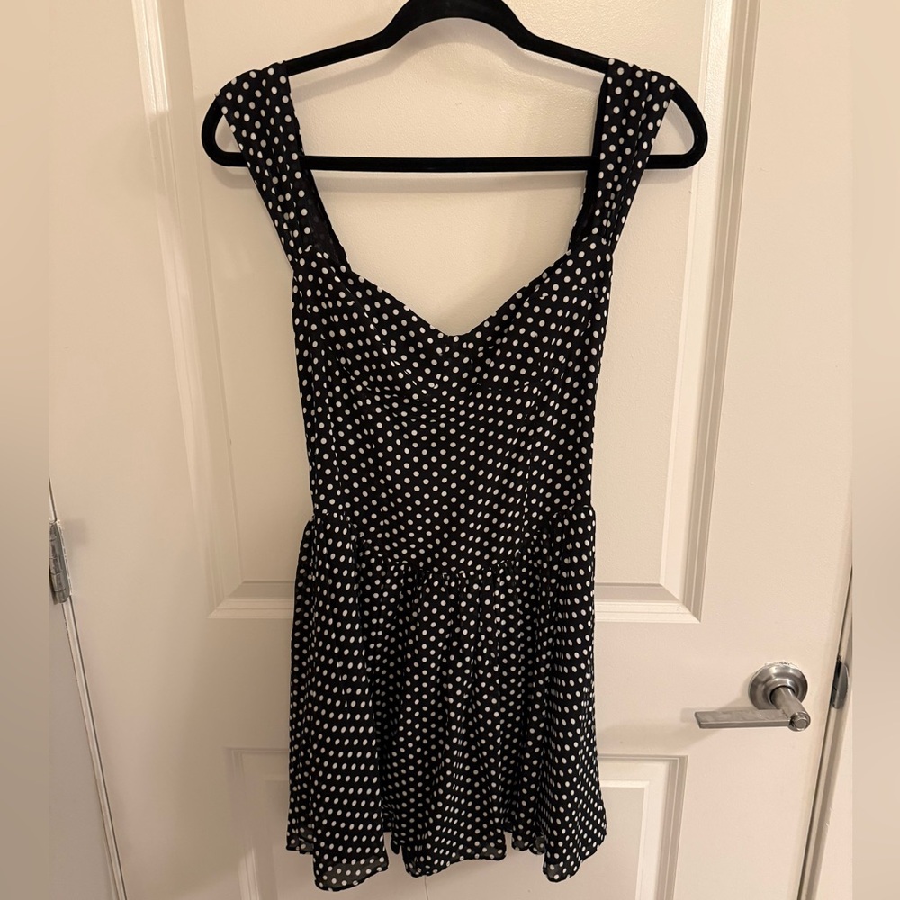 Reformation Black and White Polka Dot Mini Dress